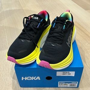 Size 8.5 - HOKA Men Bondi 8 Running Shoe Sneaker 1123202 Black Citrus Gold